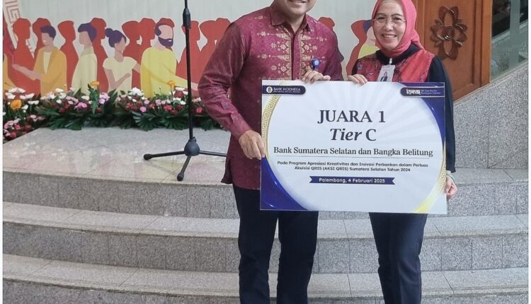 Bank Sumsel Babel juara 1 transaksi dan QRIS terbanyak 2024 dari Bank Indonesia Sumsel.