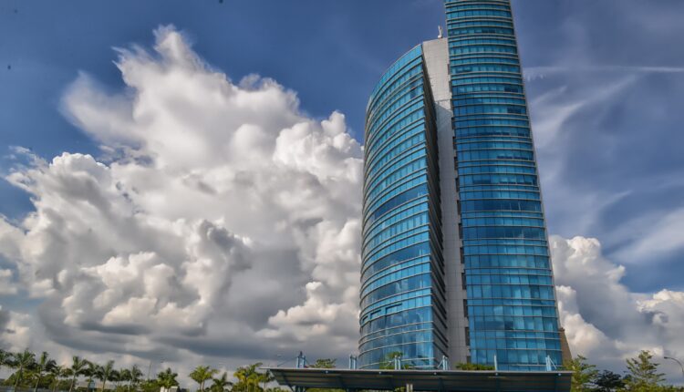 Tampak Gedung Bank Sumsel Babel di Jakabaring, Sumsel.