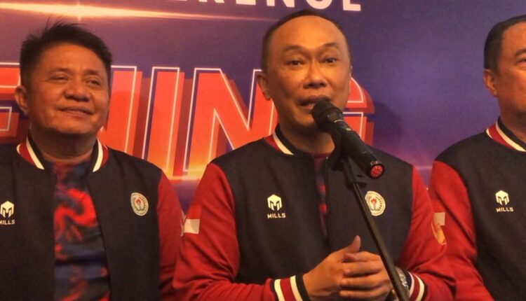 Ketua Umum Dewan Pengurus Korpri Nasional Prof. Zudan Arif Fakrulloh didampingi Gubernur Sumsel, Herman Deru saat diwawancarai usai pembukaan Pornas Korpri XVII di JSC Palembang. (Foto: Tia)