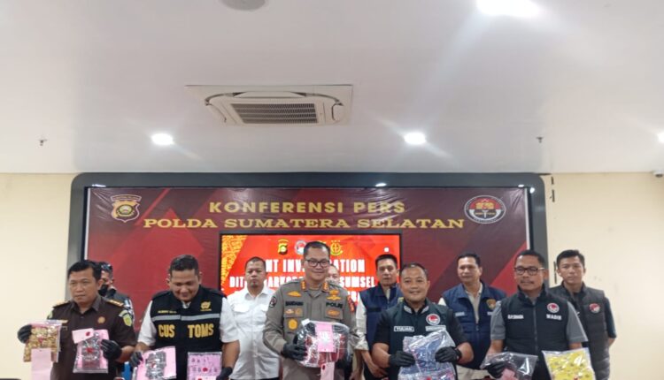 Ditresnarkoba Polda Sumsel saat gelar Press Release.