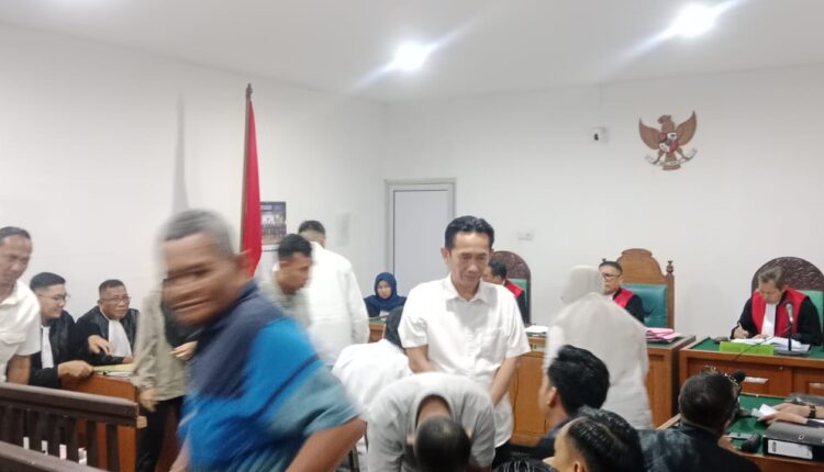 Suasana persidangan perkara dugaan korupsi Belanja Bahan Bangunan Dinas Perkimtan Kota Palembang Tahun Anggaran 2024 di Pengadilan Tipikor Palembang.