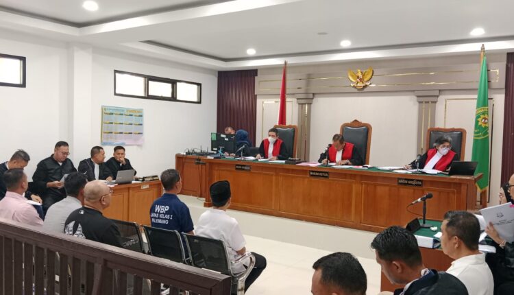 Suasana sidang pemeriksaan saksi kasus dugaan perintangan penyidikan korupsi jaringan komunikasi desa Kabupaten Muba di Pengadilan Tipikor Palembang.