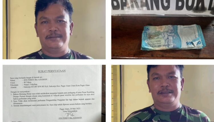 Pelaku aksi premanisme pungli berkedok uang keamanan. (Foto: Humas Polres Pagar Alam)