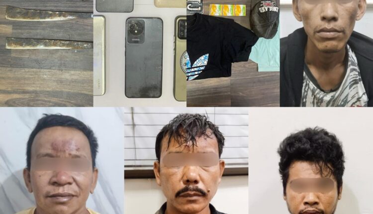 Keempat tersangka beserta barang bukti saat diamankan di Polres Banyuasin.