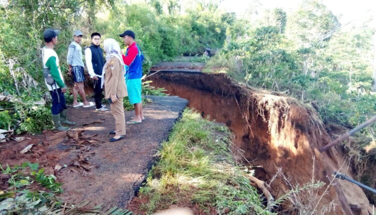 Kondisi jalan longsor di Kecamatan Dempo Selatan. 