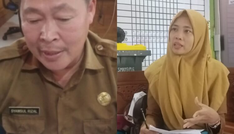 Pengawas Jenjang SMA Dinas Pendidikan Provinsi Sumsel, Syamsul Rizal (kiri), dan Guru Honorer Veni Zeliana (kanan).