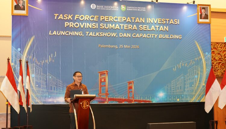Kepala Bank Indonesia Sumsel Bambang Pramono saat sambutan acara task force percepatan investasi.
