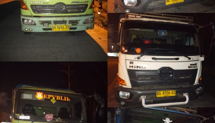 Jajaran truk tronton bermuatan batubara tanpa dokumen resmi diamankan.